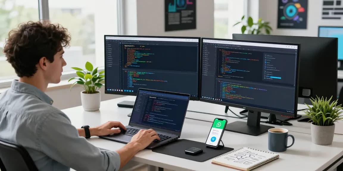 OpenClaw AI developer workspace with coding setup and messaging apps
