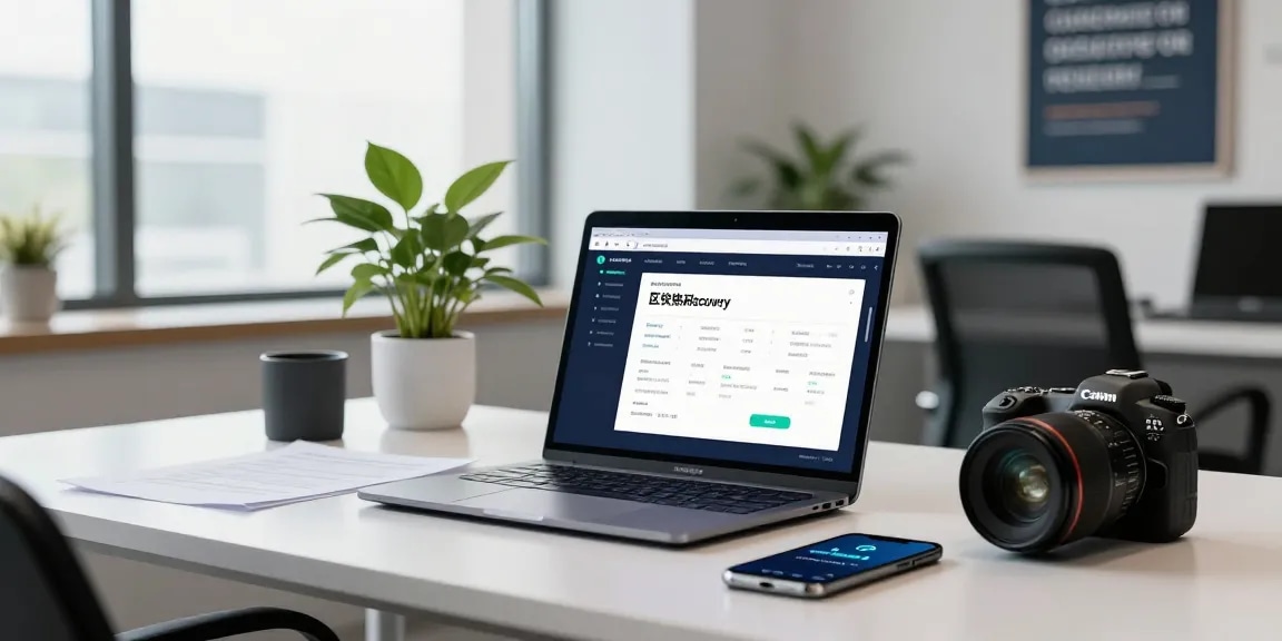 Recover lost crypto through blockchain recovery software in a modern office setting