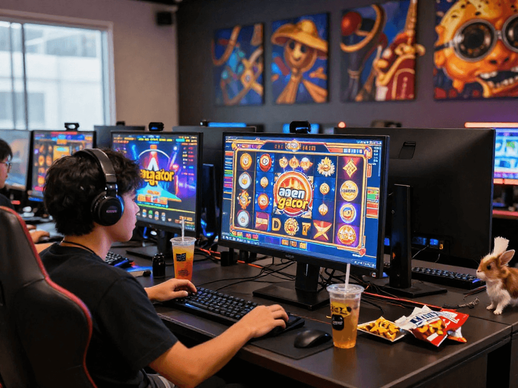 Exciting online gaming setup with agen gacor showcasing vibrant slot games and engaging atmosphere.