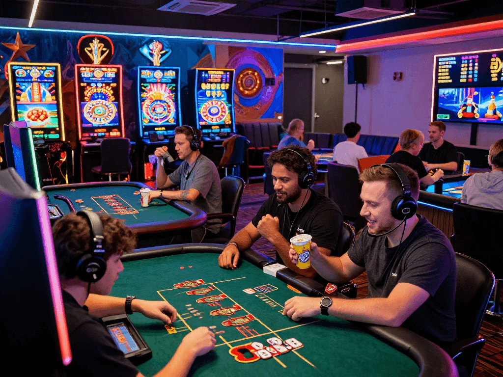 Engaged players enjoying daftar toto 4d at a vibrant online casino, showcasing excitement and community.