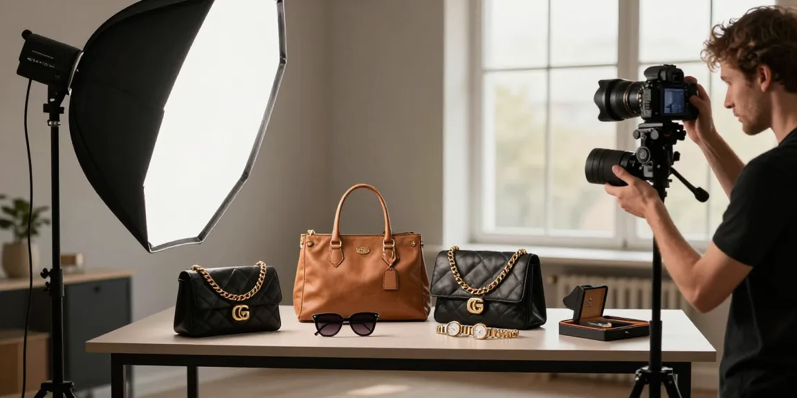 Photographe still life Milano en studio capturant des accessoires de mode élégants.