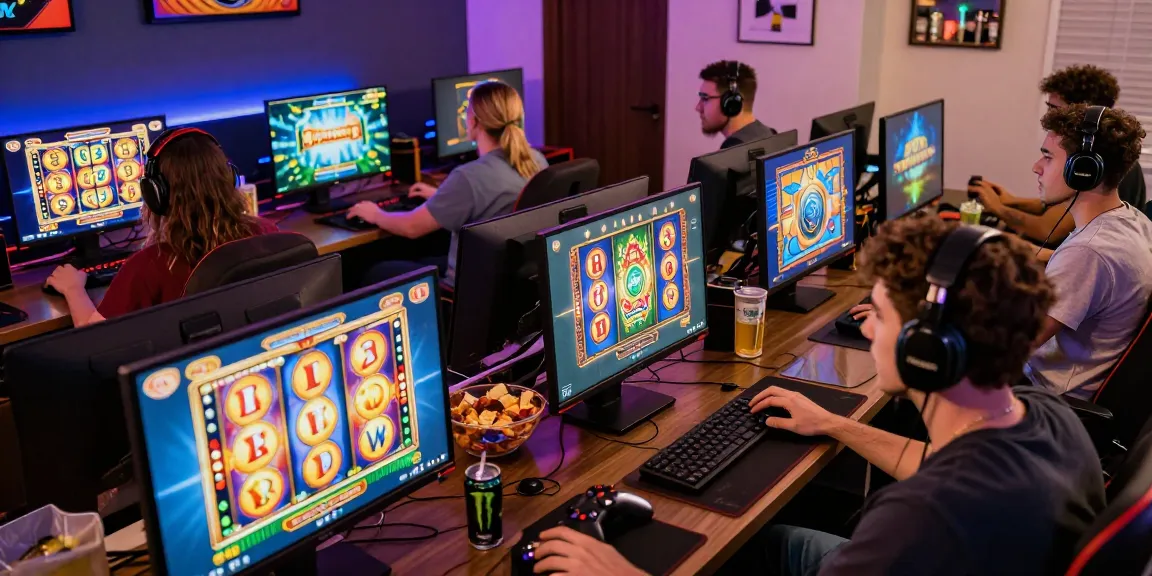 Engaging scene of players enjoying pasaran togel games, showcasing excitement and vibrant graphics from an online slot platform.