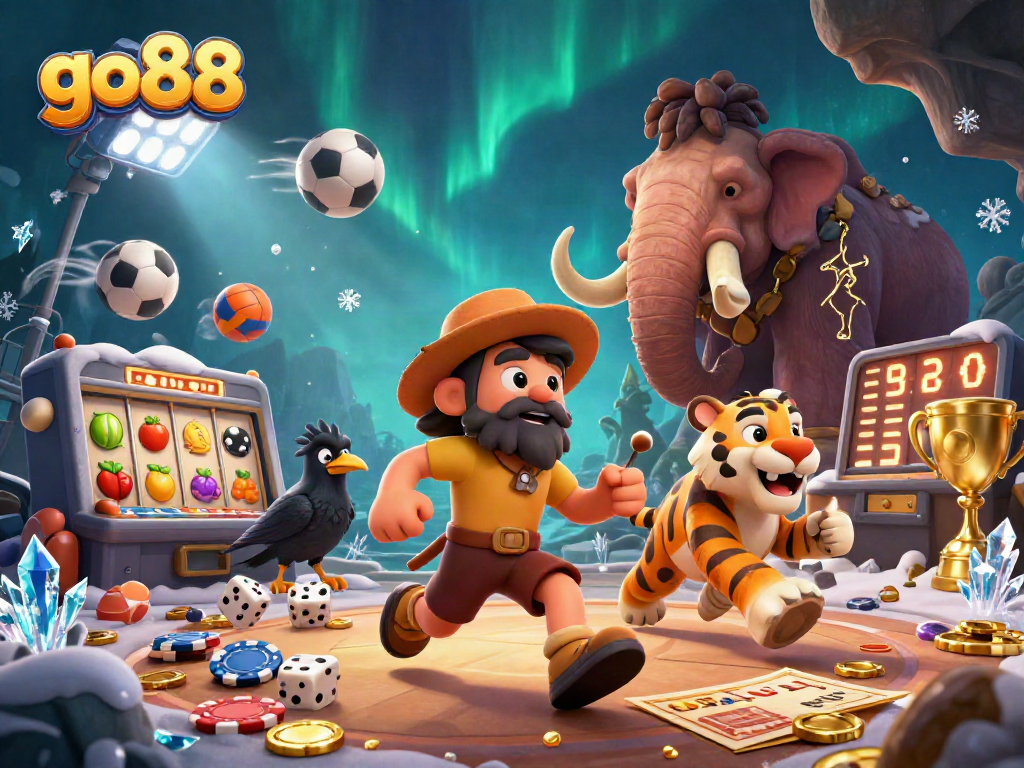 Join the action at go88, where a caveman and sabertooth tiger run a thrilling casino adventure.