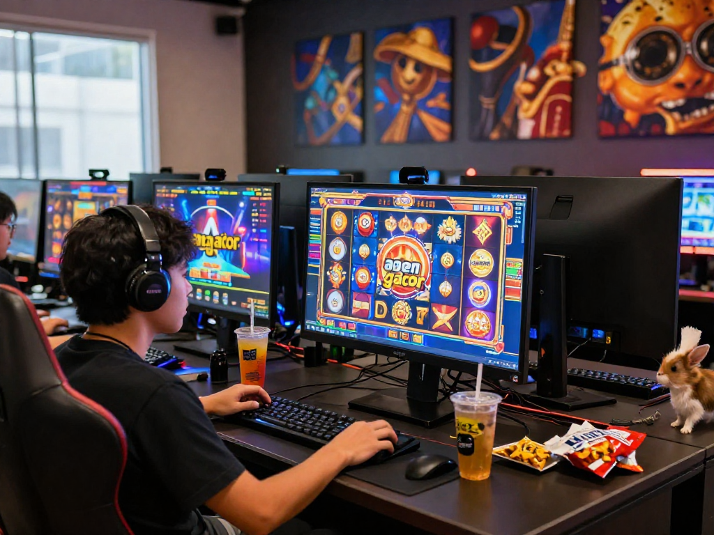 Exciting online gaming setup with agen gacor showcasing vibrant slot games and engaging atmosphere.