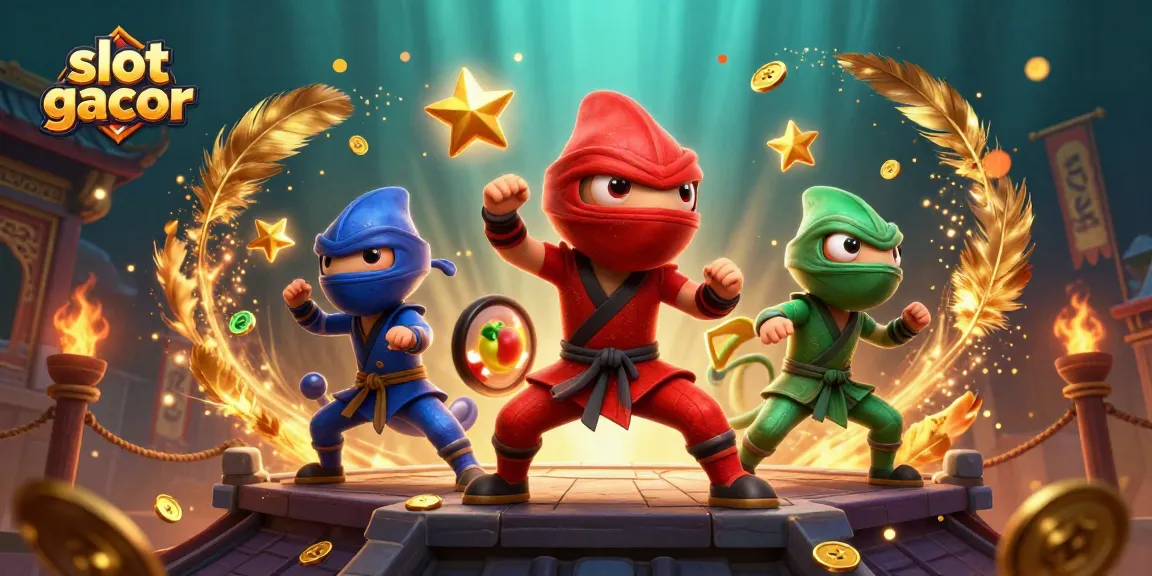 Experience thrilling slot gacor action with ninja chameleons in this vibrant casino illustration.