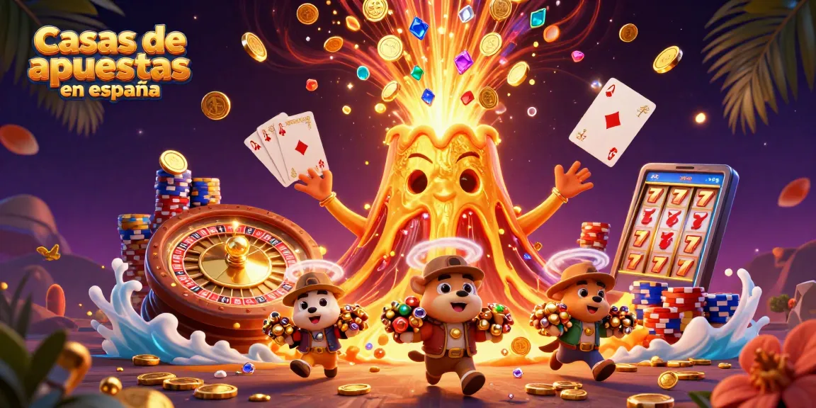 Apuesta y gana con casas de apuestas en España disfrutando de emocionantes escenas de juego en un volcán dorado
