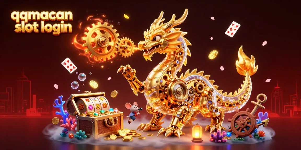 Engage with the qqmacan slot login as golden dragon, luck symbols, and treasure unfold in this vibrant casino scene.