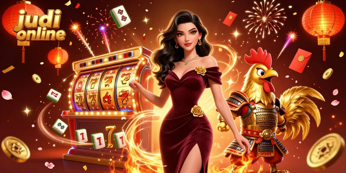 Win at judi slot online with thrilling designs and vibrant characters in a captivating gaming scene.
