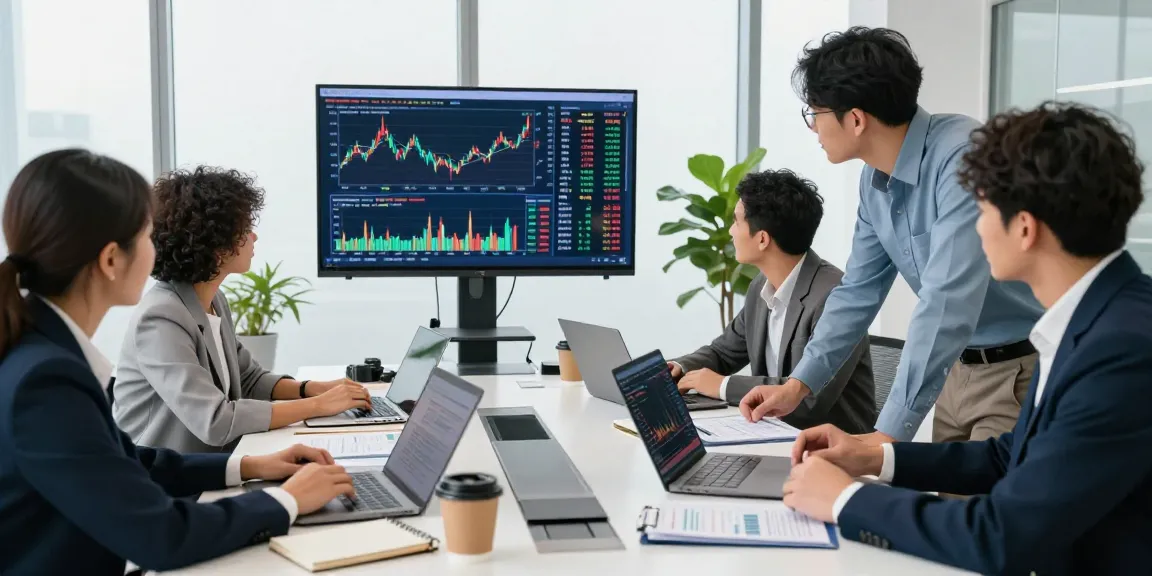 Third Eye Capital team analyzing investment strategies in a modern office setting.