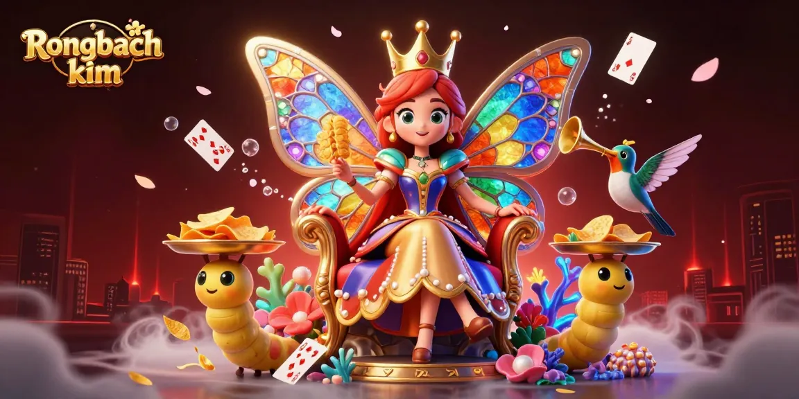Engage with Rongbach kim in a vibrant lottery-themed illustration featuring a butterfly queen and magical elements.
