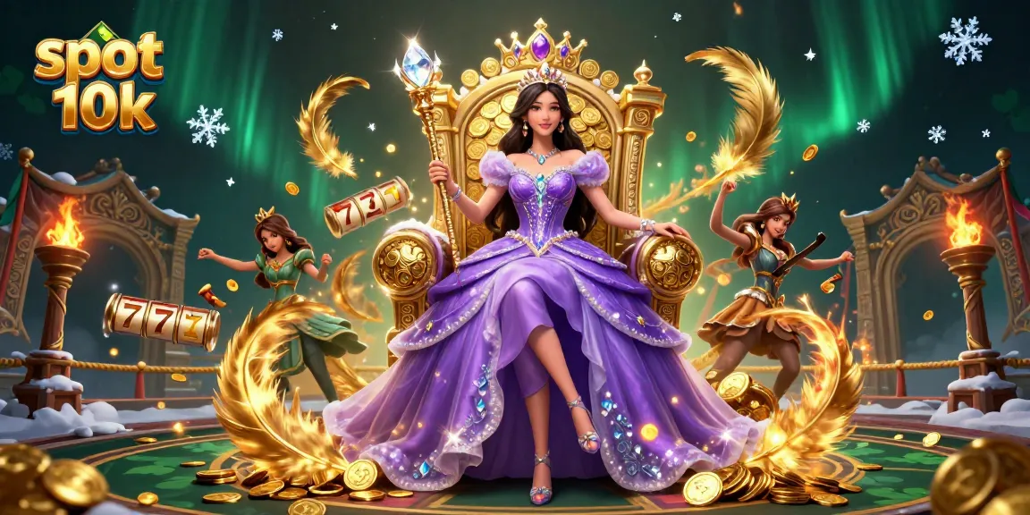 Play thrilling slot 10k with vibrant scenes and beautiful characters in dynamic casino illustration.