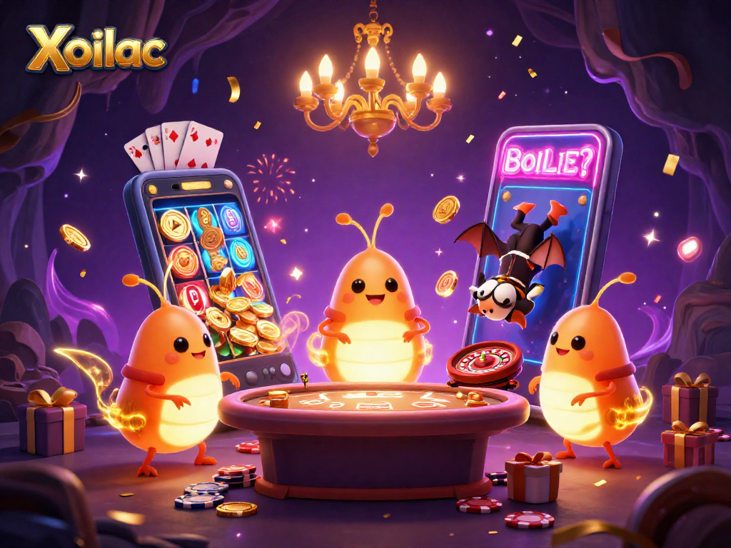 Xoilac offers thrilling casino gameplay with glowworms lighting up a vibrant cave setting.