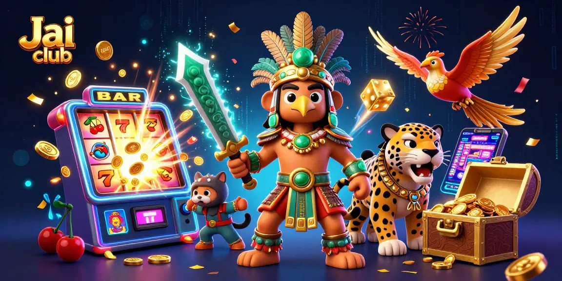 Engage in thrilling gameplay at Jai club with vivid slot machine action and stunning Aztec warriors.