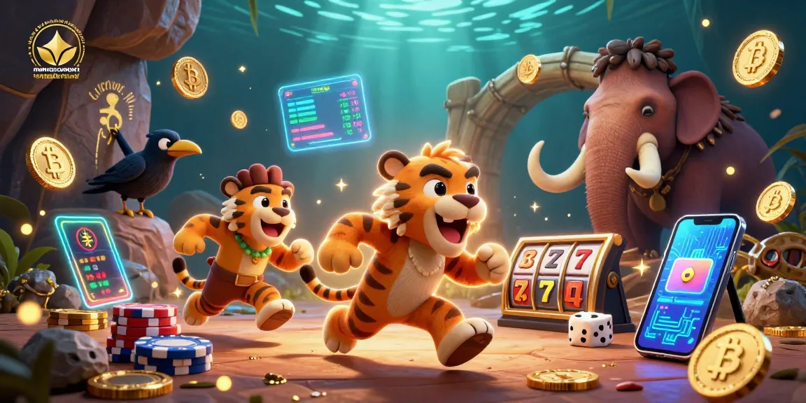 Spin to win with masonrycontractorstatenisland in this vibrant casino scene featuring playful caveman characters.