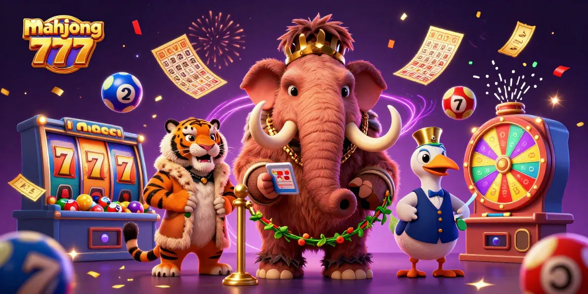 Engage with mahjong 777 in a dynamic casino scene of a woolly mammoth bouncer, VIP saber-tooth tiger, and dodo bird doorman.