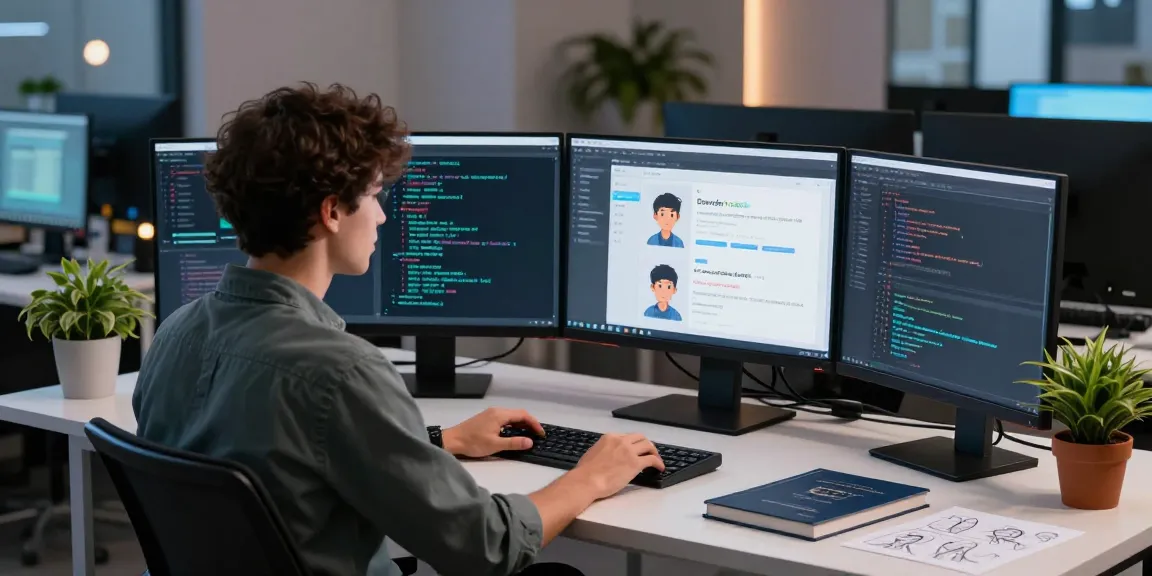 Engaging CrushonAI workspace with interactive character simulations, coding screens, and AI development atmosphere.