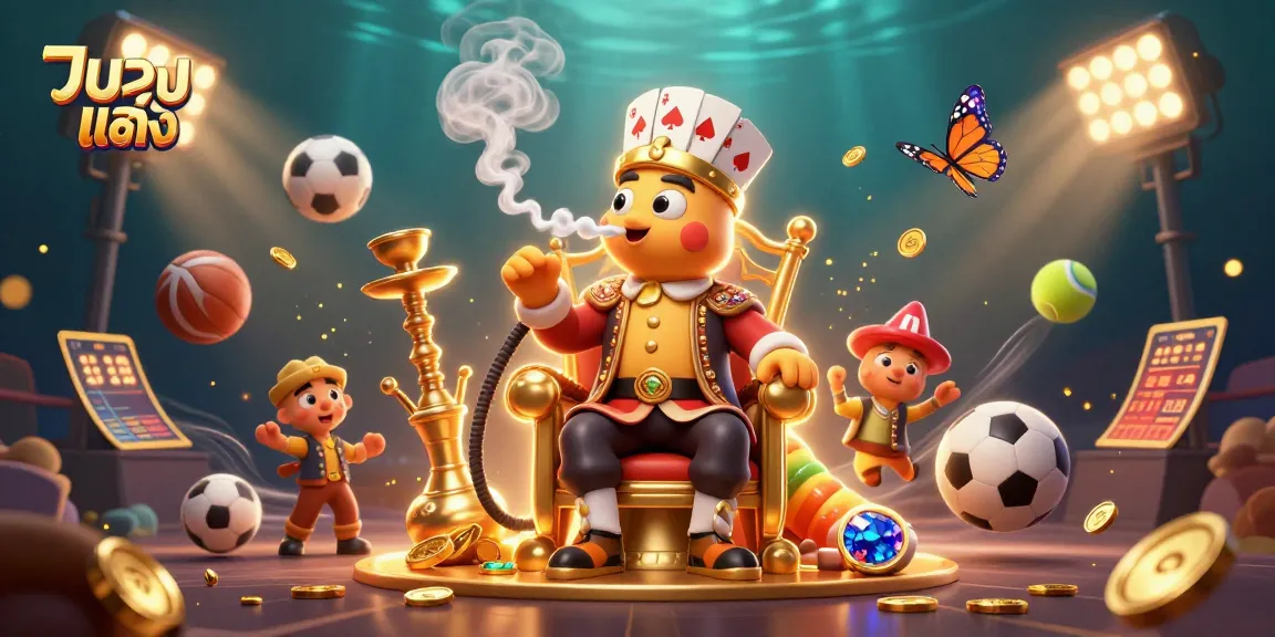 แทงบอลเต็ง action packed sports betting scene with dynamic balls and a whimsical caterpillar character.