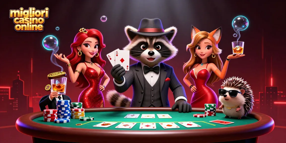Vivi l'emozione nei migliori casino online con i nostri personaggi dei cartoni animati in una scena di gioco dinamica piena di eccitazione per il poker.