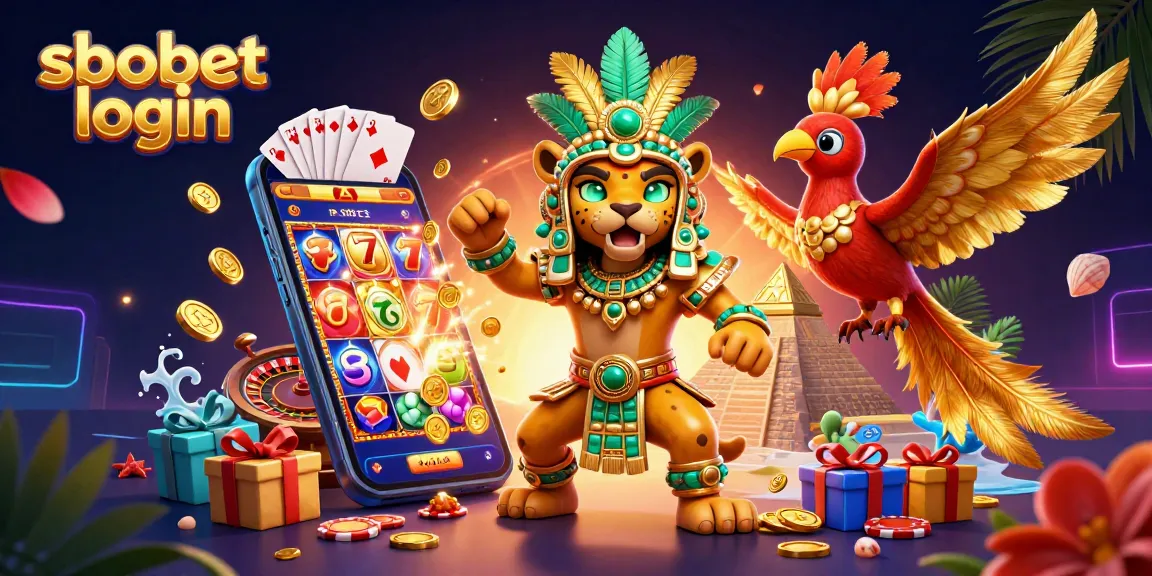 Engage with sbobet login while enjoying thrilling slot games amidst vibrant Mayan-inspired visuals.