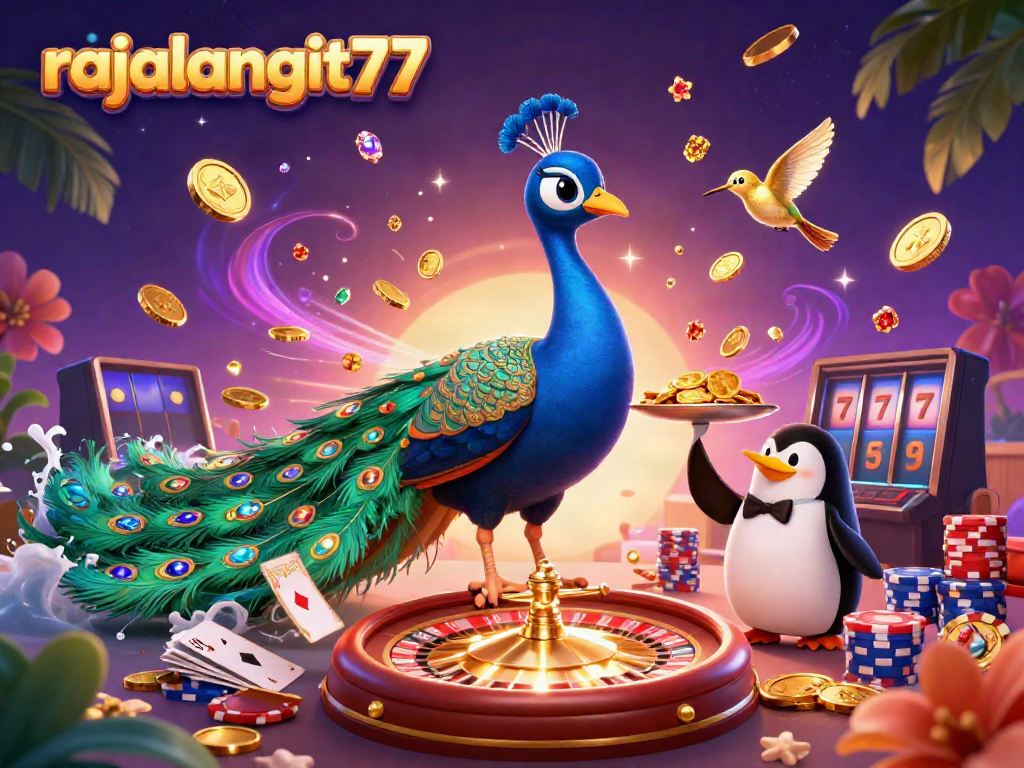Menangkan permainan dengan rajalangit77 bersama burung merak berkilau dan penguin pelayan.