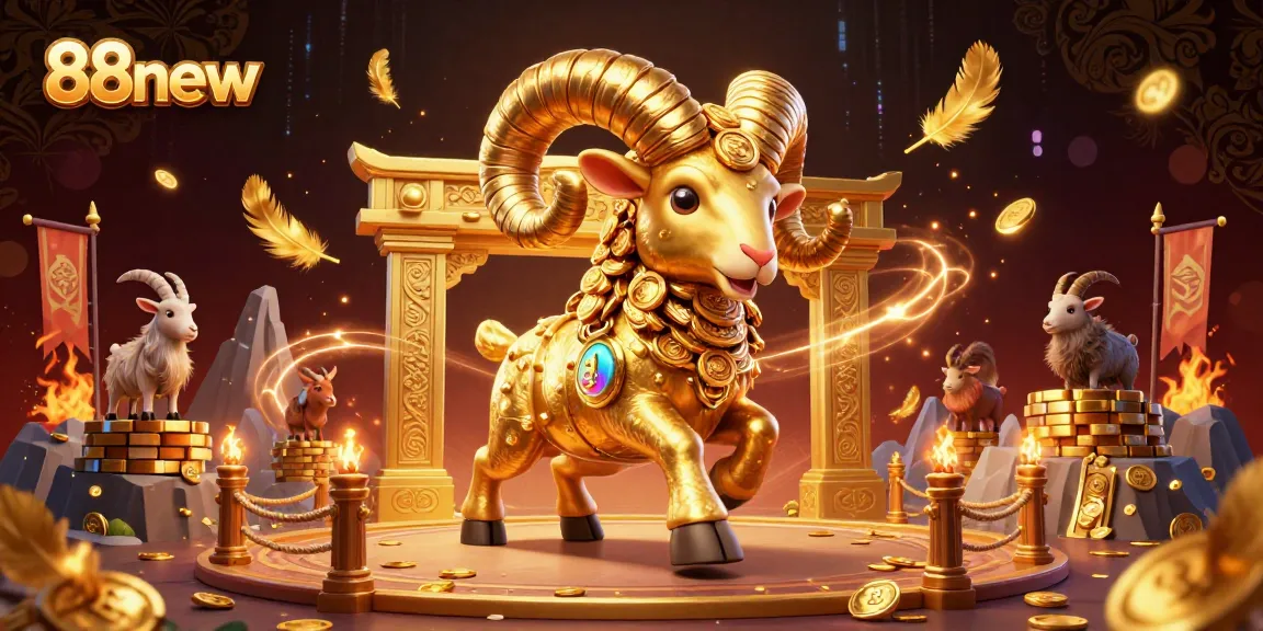 Experience thrilling gameplay at 88new with massive golden ram symbols and vibrant casino elements.