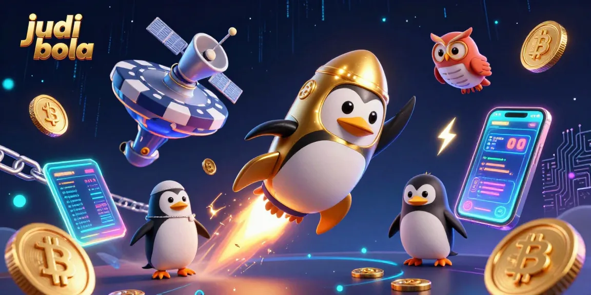 Engage in judi bola action with our dynamic mascot and casino-themed elements in a vibrant scene.