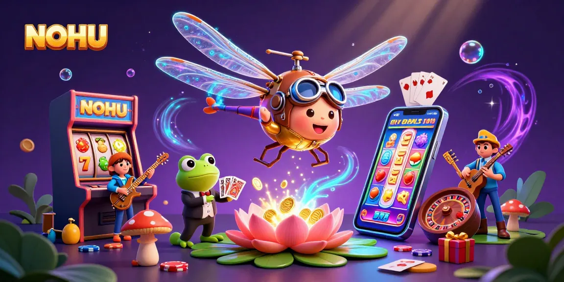 Engage with NOHU during exciting games at the vibrant lily pad casino featuring unique characters.