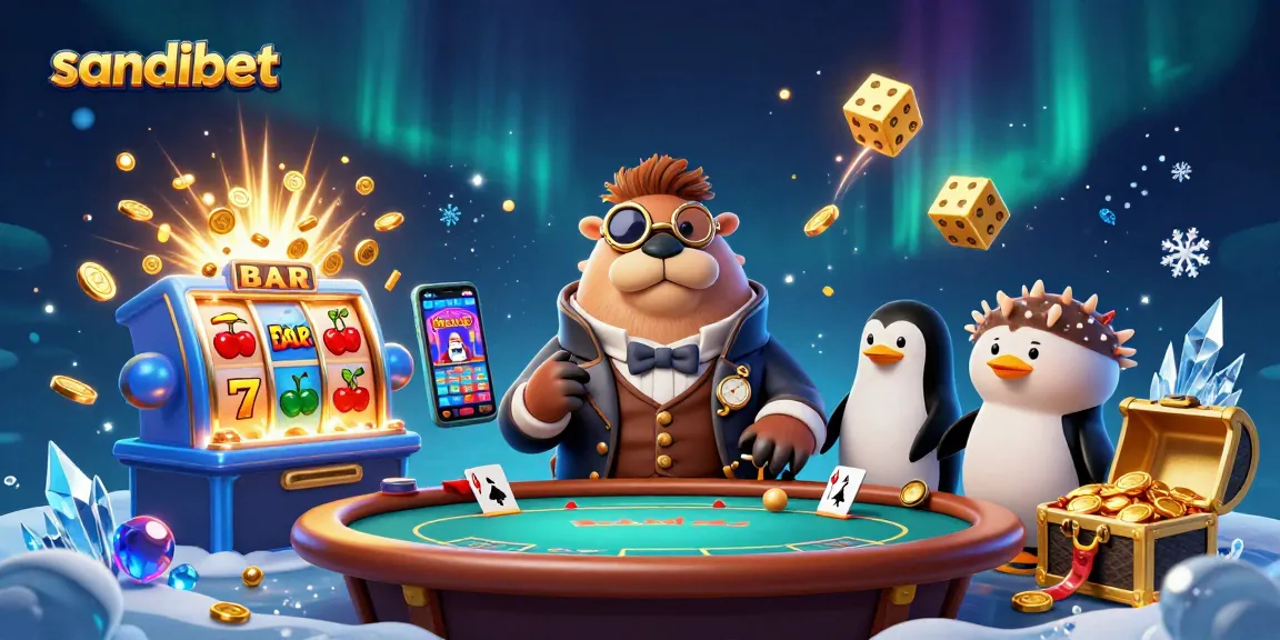 Join the fun with sandibet as a jolly walrus plays poker amidst an exciting underwater casino scene.