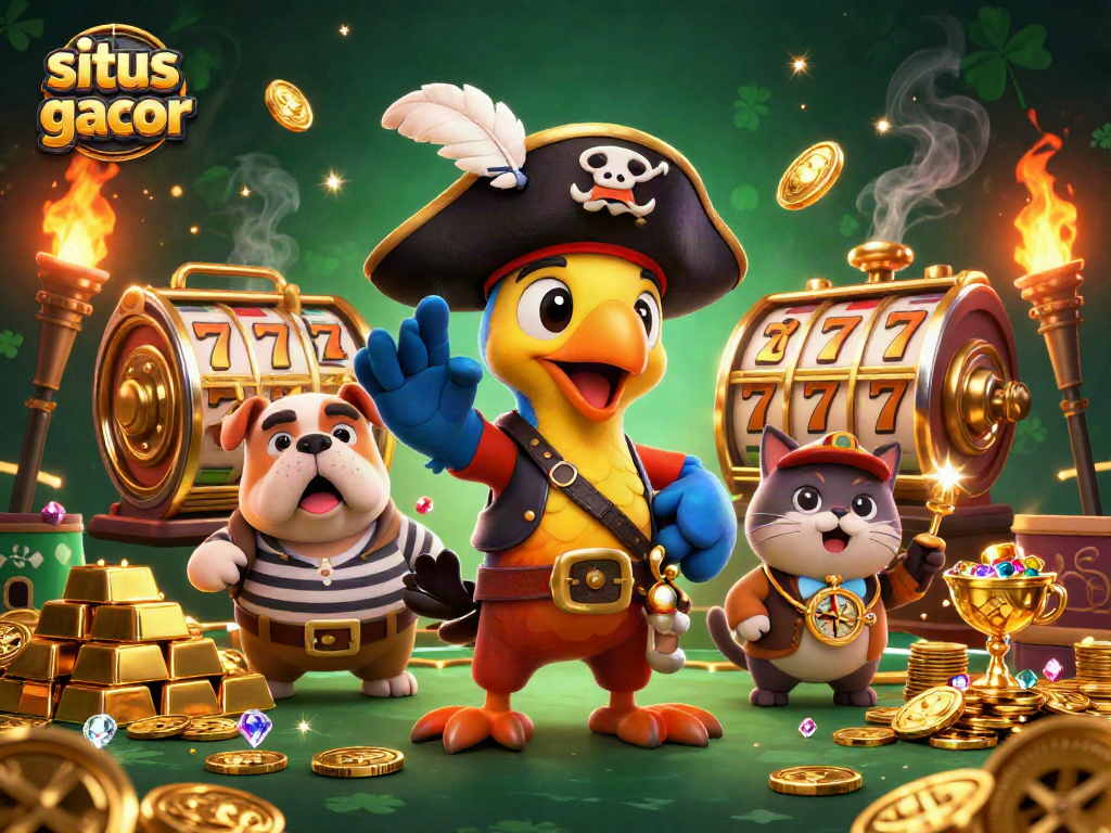Swing into action at situs slot gacor with vibrant slot reels and a colorful pirate crew!