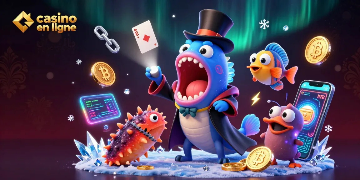 Jouez à un casino en ligne avec des créatures marines illuminées dans un spectacle magique avec des éléments de jeu.