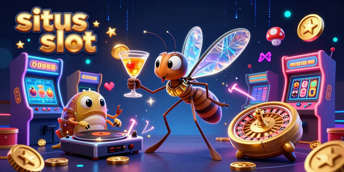 Engage with situs slot thrilling spins alongside a whimsical casino mascot and vibrant game elements.