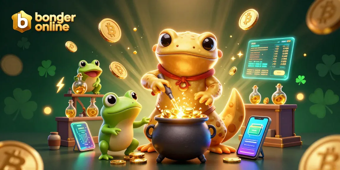 Engage with the exhilarating world of bandar togel online, showcasing a dynamic scene of gold alchemy and cryptocurrency.