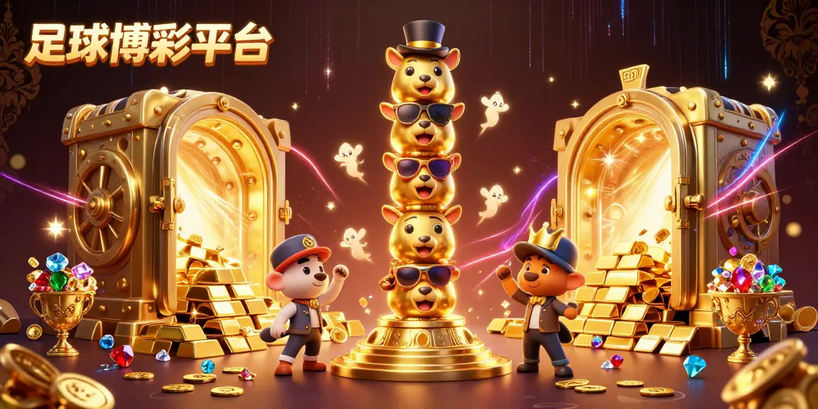 在充滿活力的場景中享受足球博彩平台的獨特魅力,展示金色圖騰、豪華珠寶和閃閃發光的金幣。