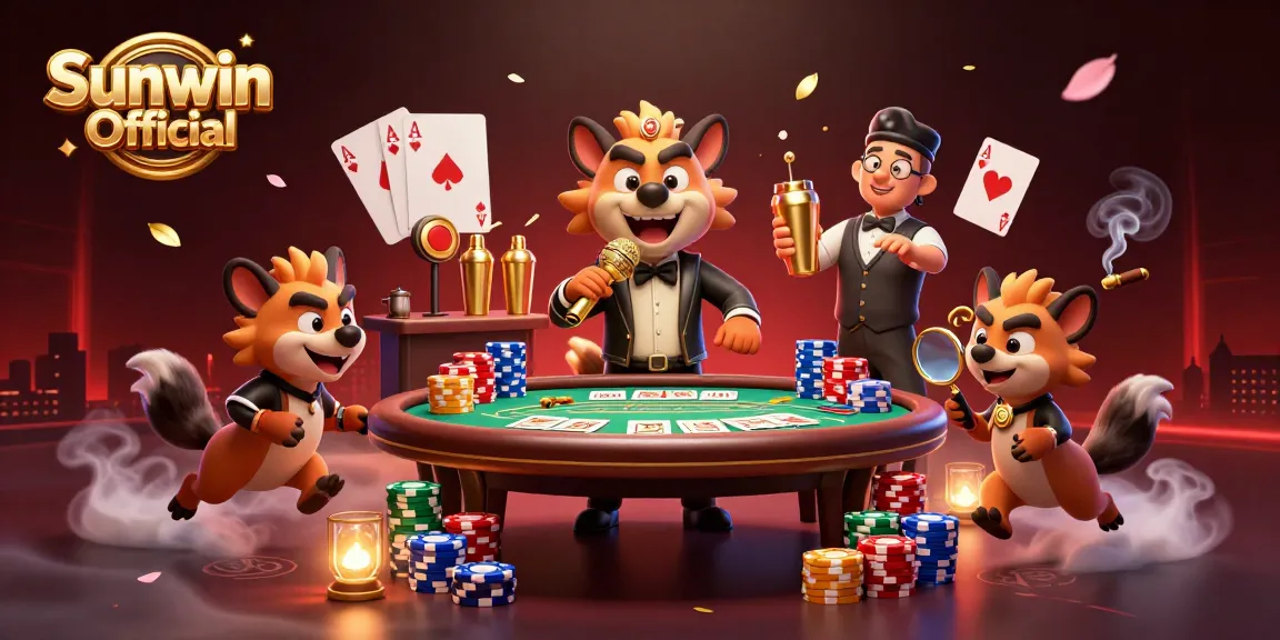 Experience the vibrant energy of Sunwin Official with hyenas in a lively casino scene.