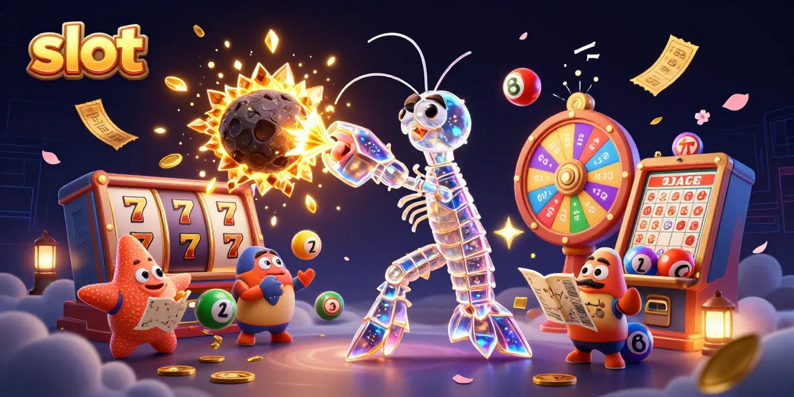 Explore slot gaming surrounded by vibrant characters and dynamic elements in a 3D illustration