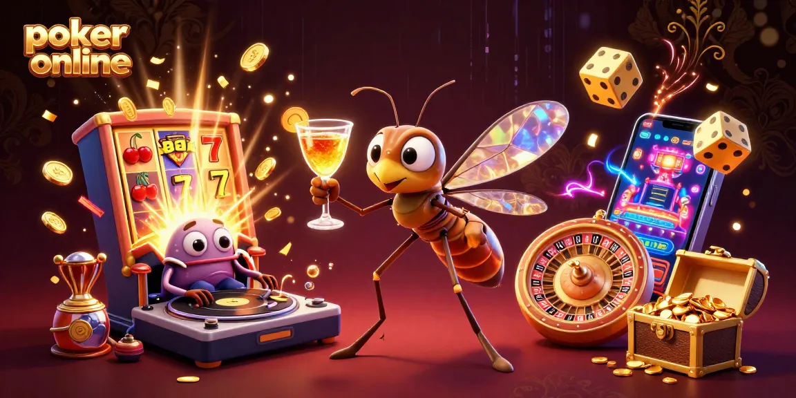 Jouez au poker en ligne avec des éléments de casino vibrants et un mélange d'énergie festive.