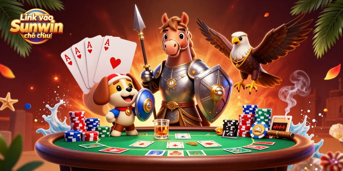Experience the excitement of gambling action with Link vào Sunwin chính thức in a vibrant 3D illustration.