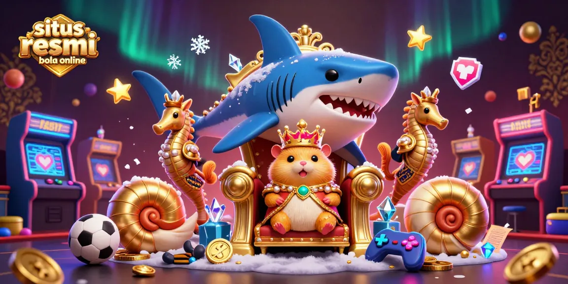 Experience excitement with situs resmi bola online, featuring a golden hamster king amid vibrant sports betting elements.