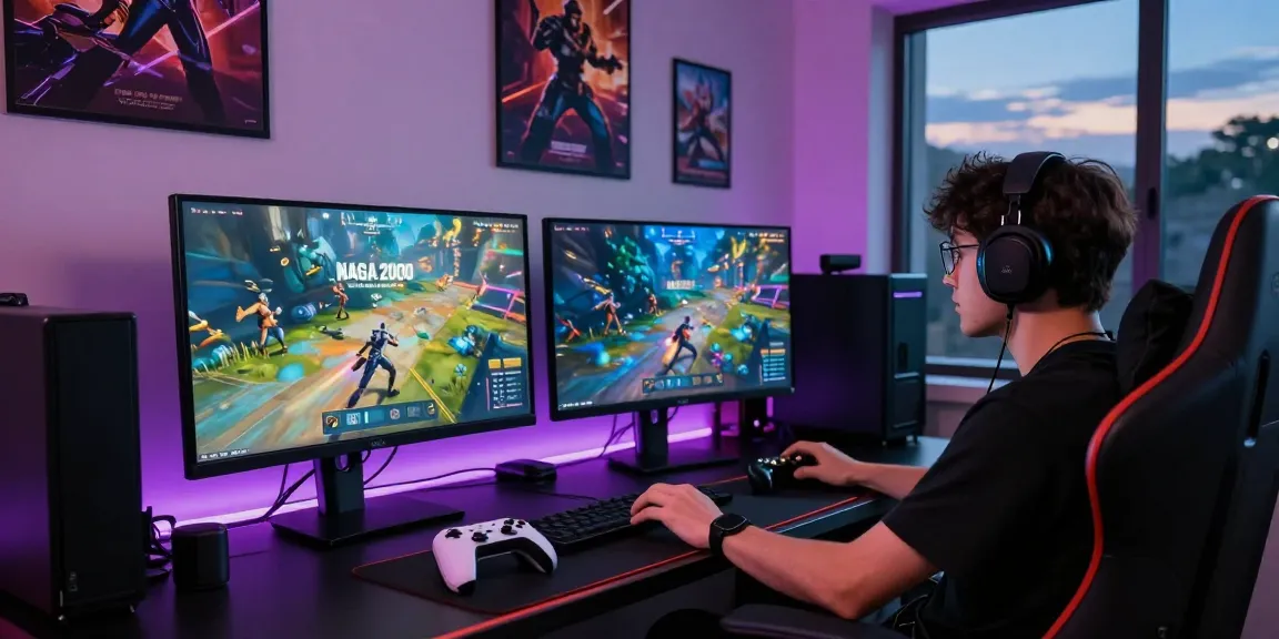 NAGA2000 gaming setup with user interacting with login interface and vibrant game graphics